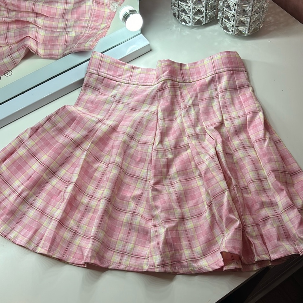 Pink Skater Skirt SHEIN